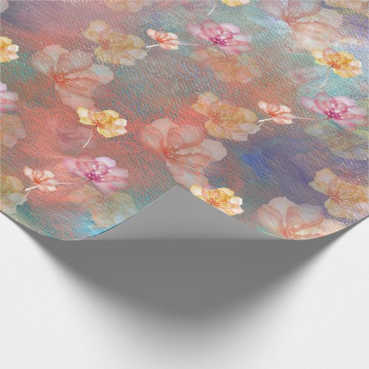 Abstracte verf en bloemen cadeaupapier (Hoek)