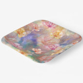 Abstracte verf en bloemen papieren bordje (Gebogen)