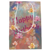 Abstracte verf en bloemen van de verjaardag medium cadeauzakje (Voorkant)