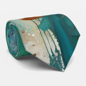 Abstracte verf Herfstbladeren Turquoise Blauwgroen Stropdas (Opgerold)