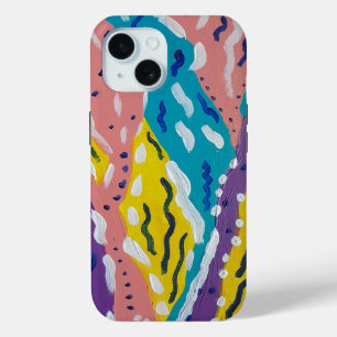 Abstracte verf in kleur en stroom iPhone 15 case