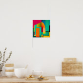 Abstracte verf in kleurenblok poster (Keuken)