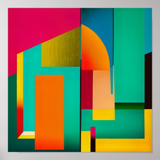 Abstracte verf in kleurenblok poster (Voorkant)