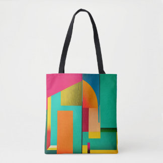 Abstracte verf in kleurenblok tote bag
