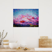 Abstracte verf langs de kust poster (Keuken)