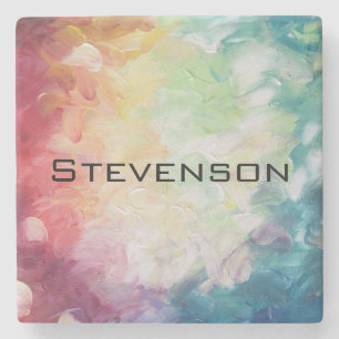 Abstracte verf met dikke structuur personaliseren stenen onderzetter