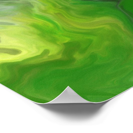 Abstracte verf met groene golven poster (Hoek)