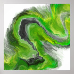 Abstracte verf met groene golven poster