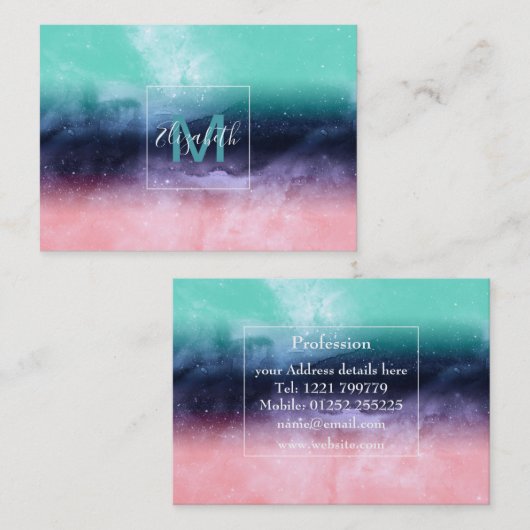 Abstracte verf met moderne waterverf visitekaartje (Voorkant / Achterkant)