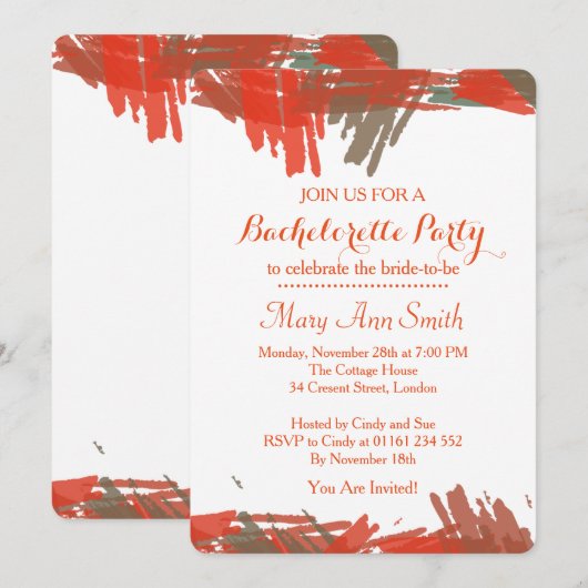 Abstracte verf met waterkleur vrijgezellenfeest kaart (Voorkant / Achterkant)