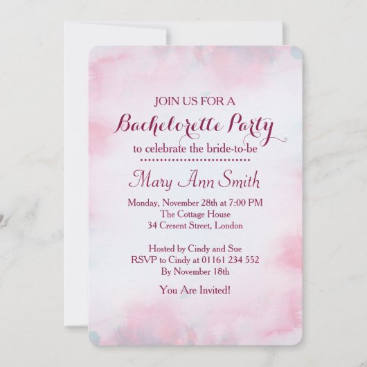 Abstracte verf met waterkleurige bachelorpartij kaart (Voorkant)