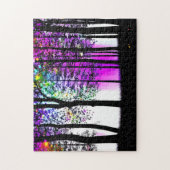 Abstracte verf op zwarte silhouetbomen legpuzzel (Verticaal)