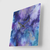 abstracte verf paarse kleuren blauw grijs vierkante klok (Hoek)