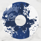 Abstracte verf Splatter Blue Wedding Wijnglaslabel (Voorkant)