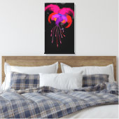 Abstracte Verf Splatter Fuchsia op Zwart Canvas Afdruk (Insitu (Slaapkamer))
