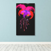 Abstracte Verf Splatter Fuchsia op Zwart Canvas Afdruk (Insitu (Houten vloer))