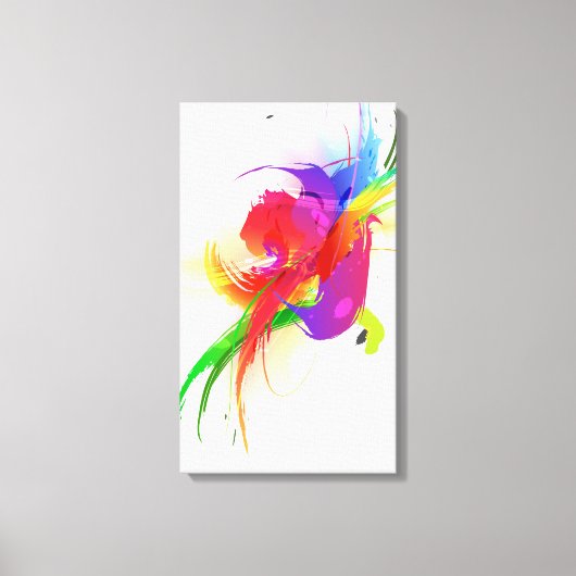 Abstracte verf Splatter Rainbow Loriket Canvas Afdruk (Voorkant)