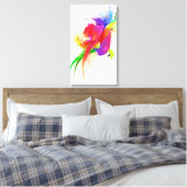 Abstracte verf Splatter Rainbow Loriket Canvas Afdruk (Insitu (Slaapkamer))
