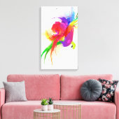 Abstracte verf Splatter Rainbow Loriket Canvas Afdruk (Insitu (Woonkamer))