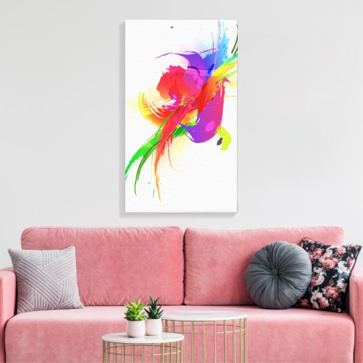Abstracte verf Splatter Rainbow Loriket Canvas Afdruk (Insitu (Woonkamer))