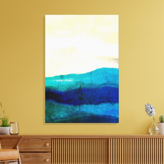 Abstracte verf van het Zee Cool Grungue Ocean Blue Canvas Afdruk (Insitu (Woonkamer))