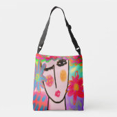 Abstracte verf van zomerbloemen crossbody tas (Achterkant)