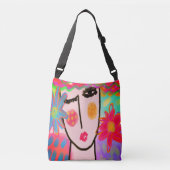 Abstracte verf van zomerbloemen crossbody tas (Voorkant)