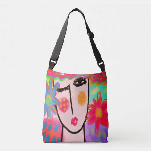 Abstracte verf van zomerbloemen crossbody tas (Voorkant)