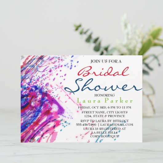 Abstracte verf Vrijgezellenfeest waterkleur Kaart (Staand voorkant)