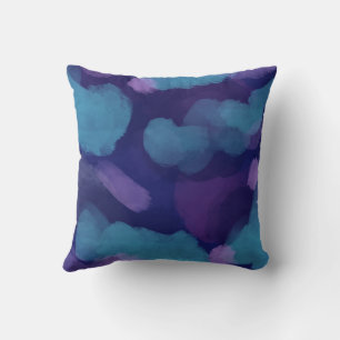 Abstracte verf waterverf blauw roze paarse kussen