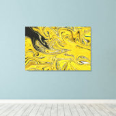 Abstracte verf, zwart en geel | Beste kunst Canvas Afdruk (Insitu (Houten vloer))