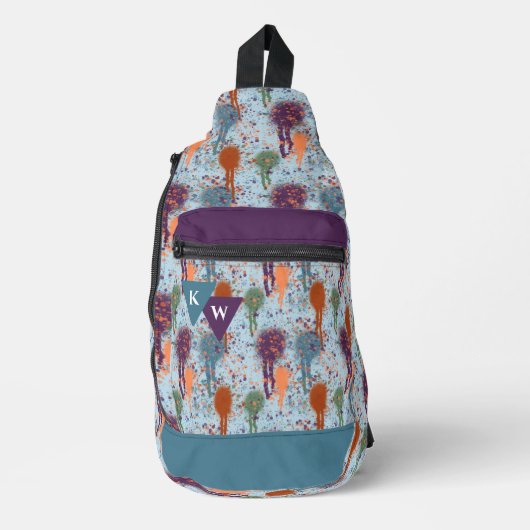 Abstracte verfdruppels modern spatmonogram sling bag (Voorkant)