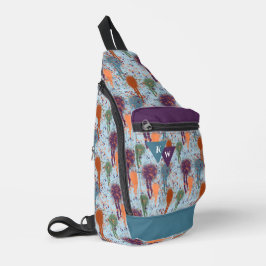 Abstracte verfdruppels modern spatmonogram sling bag