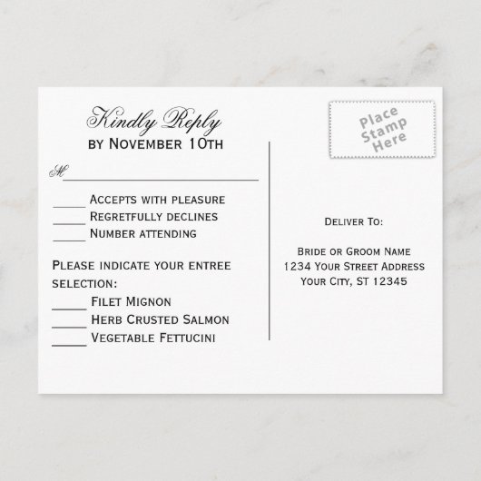 Abstracte verfijning Golden Marble RSVP Uitnodiging Briefkaart (Achterkant)