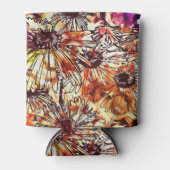 Abstracte verfklodder zonnebloempatroon blikjeskoeler (Voorkant)