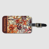 Abstracte verfklodder zonnebloempatroon gepersonal bagagelabel (Voorkant (horizontaal))