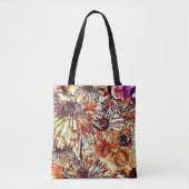 Abstracte verfklodder zonnebloempatroon tote bag (Voorkant)