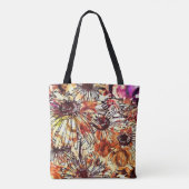 Abstracte verfklodder zonnebloempatroon tote bag (Achterkant)