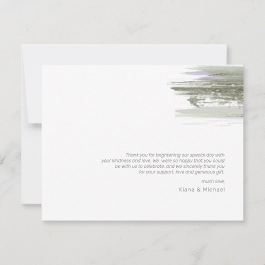 Abstracte verflijnen bruiloft Dank je ID886 Bedankkaart (Achterkant)