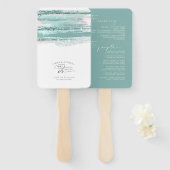 Abstracte verflijnen bruiloft We maken Blauwgroen Handwaaier (Voorkant en achterkant)