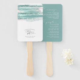 Abstracte verflijnen bruiloft We maken Blauwgroen Handwaaier