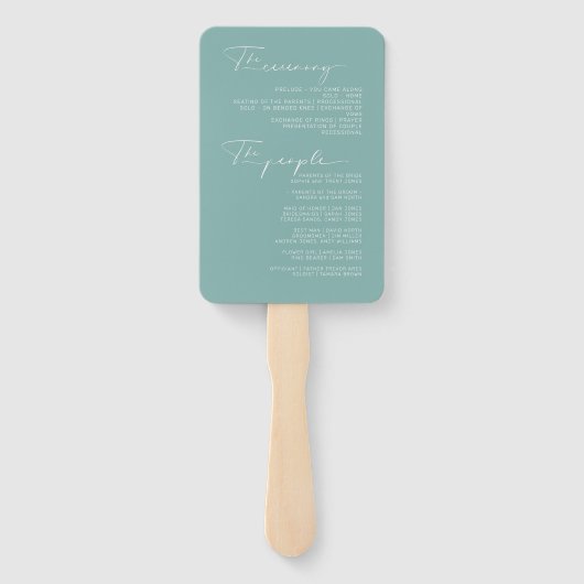 Abstracte verflijnen bruiloft We maken Blauwgroen Handwaaier (Achterkant)