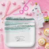 Abstracte verflijnen bruiloft We maken Blauwgroen  Papieren Bordje (Feest)