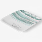 Abstracte verflijnen bruiloft We maken Blauwgroen  Papieren Bordje (Gebogen)