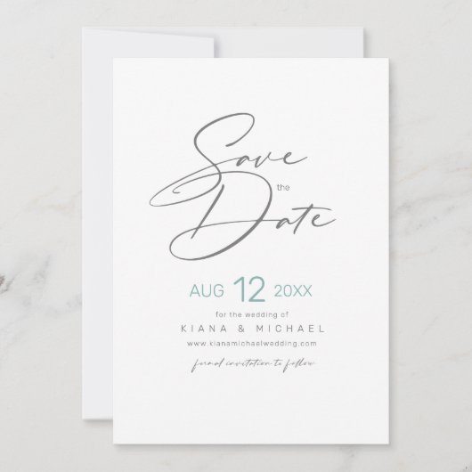 Abstracte verflijnen bruiloft We maken Blauwgroen  Save The Date (Voorkant)