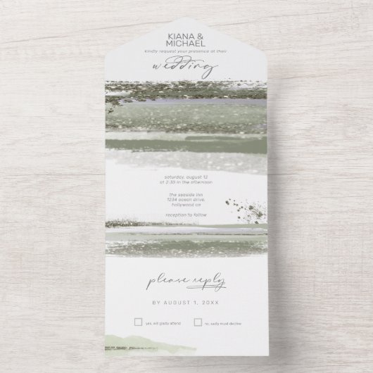 Abstracte Verflijnen Wedding ID886 All In One Uitnodiging (Binnen)