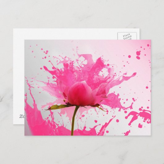 Abstracte verfplaat met roze ventilator briefkaart (Voorkant / Achterkant)