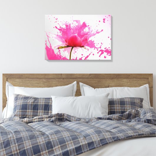 Abstracte verfplaat met roze ventilator canvas afdruk (Insitu (Slaapkamer))