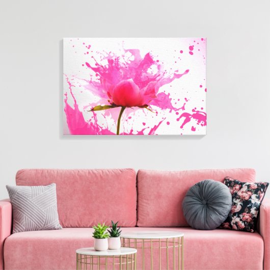 Abstracte verfplaat met roze ventilator canvas afdruk (Insitu (Woonkamer))