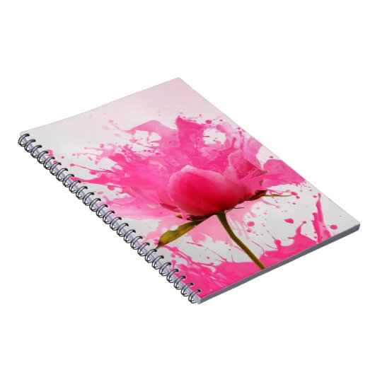 Abstracte verfplaat met roze ventilator notitieboek (Rechterzijde)